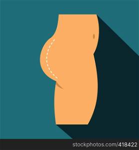 Plastic surgery, buttocks correction icon. Flat illustration of plastic surgery, buttocks correction vector icon for web isolated on baby blue background. Plastic surgery, buttocks correction, icon