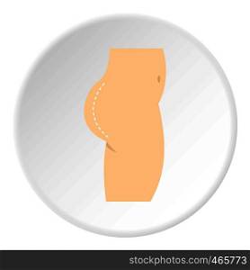 Plastic surgery, buttocks correction icon in flat circle isolated on white vector illustration for web. Plastic surgery, buttocks correction, icon circle