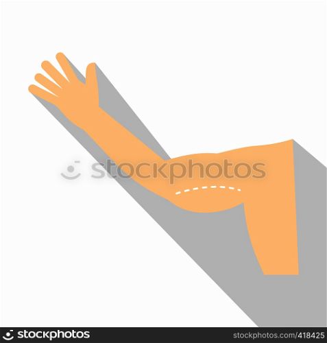 Plastic surgery of arm icon. Flat illustration of vector icon for web isolated on white background. Plastic surgery of arm icon, flat style