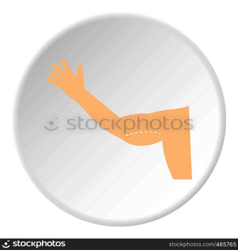 Plastic surgery of arm icon in flat circle isolated on white vector illustration for web. Plastic surgery of arm icon circle