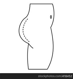 Plastic surgery of buttocks icon. Outline illustration of plastic surgery of buttocks vector icon for web. Plastic surgery of buttocks icon, outline style