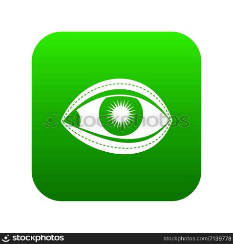 Plastic surgery of eye icon digital green for any design isolated on white vector illustration. Plastic surgery of eye icon digital green