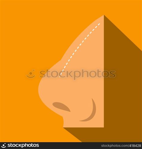 Plastic surgery of nose icon. Flat illustration of plastic surgery of nose vector icon for web isolated on yellow background. Plastic surgery of nose icon, flat style