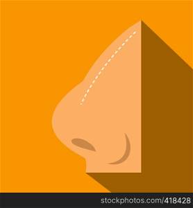 Plastic surgery of nose icon. Flat illustration of plastic surgery of nose vector icon for web isolated on yellow background. Plastic surgery of nose icon, flat style