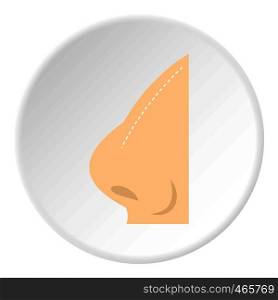 Plastic surgery of nose icon in flat circle isolated on white vector illustration for web. Plastic surgery of nose icon circle