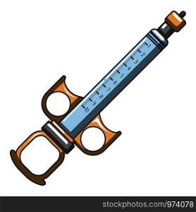 Plastic syringe icon. Cartoon illustration of plastic syringe vector icon for web. Plastic syringe icon, cartoon style