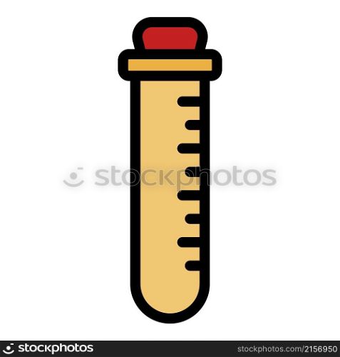 Plastic test tube icon. Outline plastic test tube vector icon color flat isolated. Plastic test tube icon color outline vector