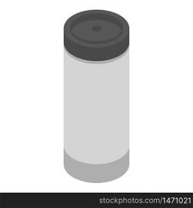 Plastic thermos icon. Isometric of plastic thermos vector icon for web design isolated on white background. Plastic thermos icon, isometric style