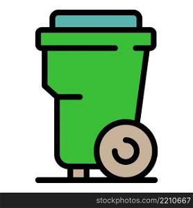 Plastic trash can icon. Outline plastic trash can vector icon color flat isolated. Plastic trash can icon color outline vector