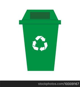  Plastic trash Recycle green bin isolated white backfround vector.