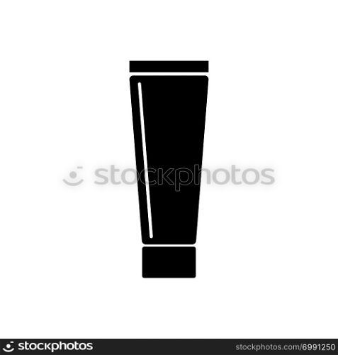 Plastic tube for medicine or cosmetics - cream, gel, skin care, toothpaste. Hair Removal. Epilation and depilation. Health. Black icon flat style. Vector illustration. Plastic tube for medicine or cosmetics - cream, gel, skin care, toothpaste. Epilation and depilation. Black icon flat style