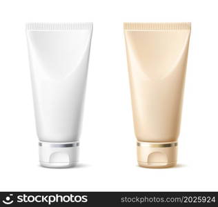 Plastic tube with flip lid mockup. Cosmetic package container blank template isolated on white background. Plastic tube with flip lid mockup. Cosmetic package container blank template