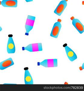 Plastic Water Bottle Linear Vector Icons Seamless Pattern. Plastic Containers Thin Line Contour Symbols. Water Packaging Pictograms Collection. Various Forms, Types of Bottles. Container Illustration. Plastic Water Bottle Linear Vector Seamless Pattern