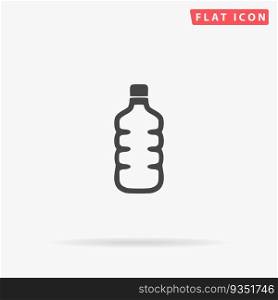 Plastic water bottle. Simple flat black symbol. Vector illustration pictogram