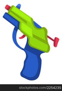 Plastic weapon. Child toy gun. Water blaster icon isolated on white background. Plastic weapon. Child toy gun. Water blaster icon