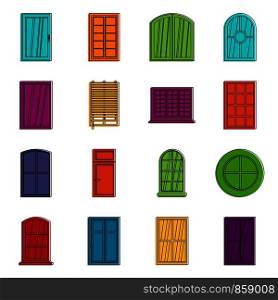 Plastic window forms icons set. Doodle illustration of vector icons isolated on white background for any web design. Plastic window forms icons doodle set