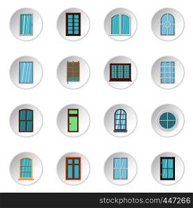 Plastic window forms icons set in flat style isolated vector icons set illustration. Plastic window forms icons set in flat style