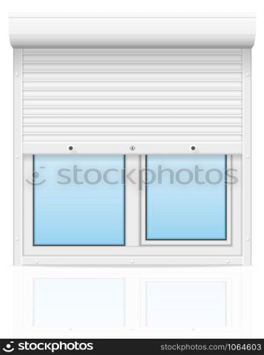plastic window with rolling shutters vector illustration isolated on white background