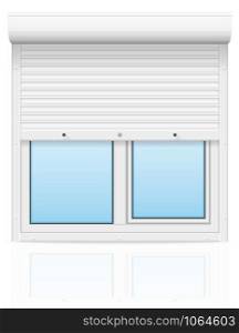 plastic window with rolling shutters vector illustration isolated on white background