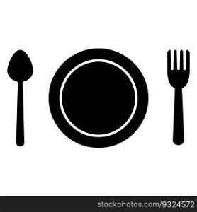 plate and cutlery icon vector template illustration logo design