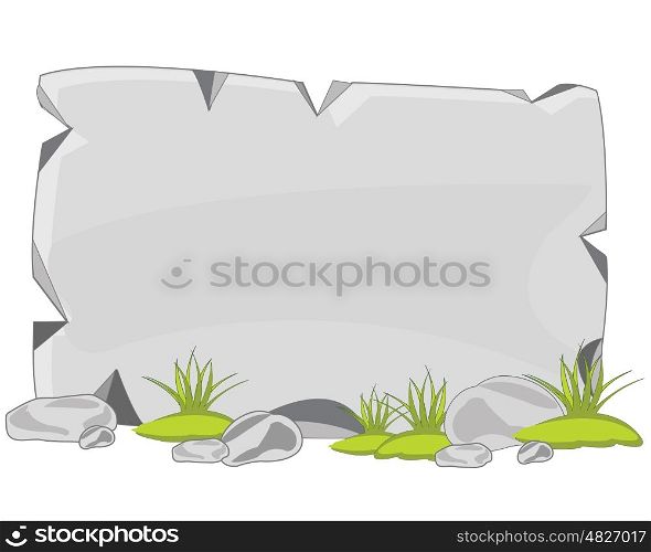 Plate from stone. Flat stone plate on white background is insulated
