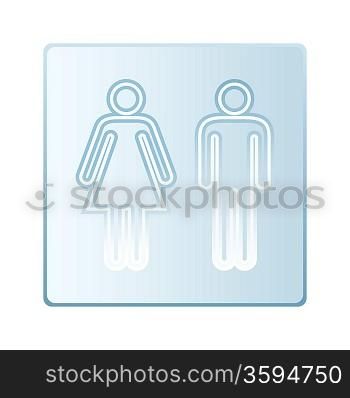 Plate glass symbol with male and female toilet silhouette icon