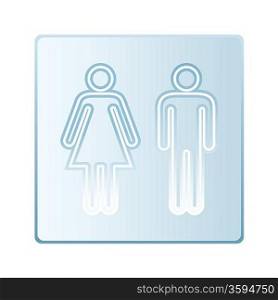 Plate glass symbol with male and female toilet silhouette icon