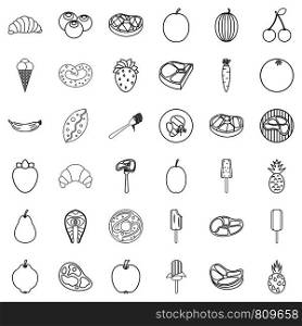 Plate icons set. Outline style of 36 plate vector icons for web isolated on white background. Plate icons set, outline style