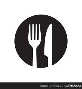 Plate, knife and fork icon. Cutlery symbol. Flat Vector illustration
