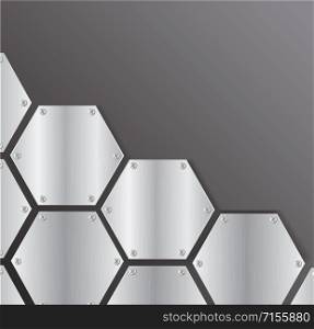 plate metal hexagon and black background vector illustration