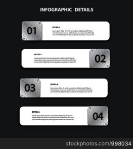 plate metal info graphic template with 4 options. Can be used for web, diagram, graph, presentation, chart, report, step by step infographics.