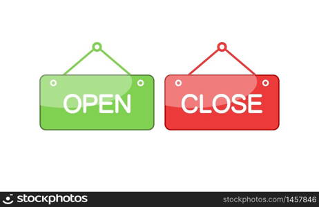 Plate open close icon. Shop sign on isolated white background. EPS 10 vector. Plate open close icon. Shop sign on isolated white background. EPS 10 vector.