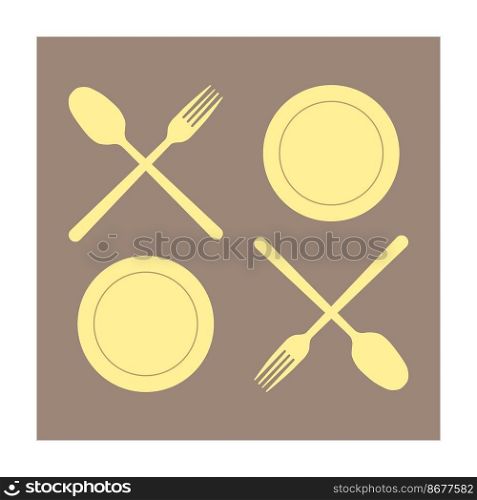 plate, spoon, fork and knife cutlery vector design