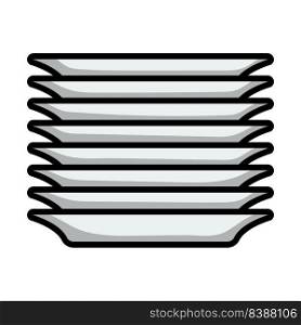 Plate Stack Icon. Editable Bold Outline With Color Fill Design. Vector Illustration.