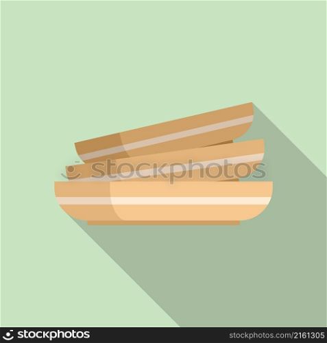 Plate stack icon flat vector. Dish food. Table lunch. Plate stack icon flat vector. Dish food
