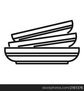 Plate stack icon outline vector. Dish food. Table lunch. Plate stack icon outline vector. Dish food