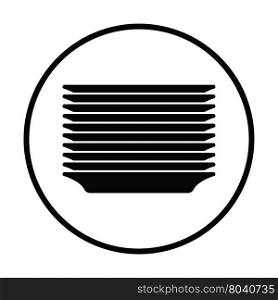 Plate stack icon. Thin circle design. Vector illustration.