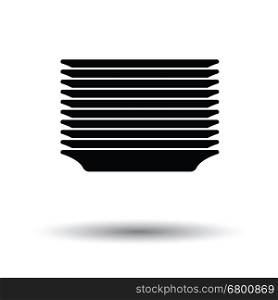 Plate stack icon. White background with shadow design. Vector illustration.