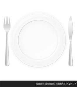 plate with fork and knife vector illustration isolated on white background