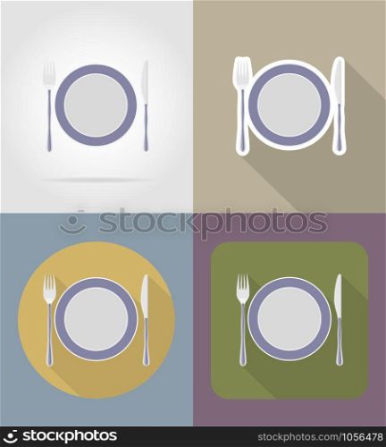 plate with fork knife objects and equipment for the food vector illustration isolated on background