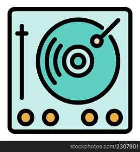 Plates music icon. Outline plates music vector icon color flat isolated. Plates music icon color outline vector