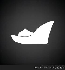 Platform shoe icon. Black background with white. Vector illustration.