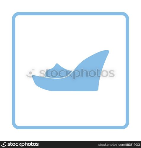 Platform shoe icon. Blue frame design. Vector illustration.