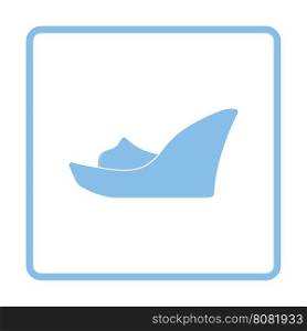 Platform shoe icon. Blue frame design. Vector illustration.