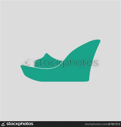Platform shoe icon. Gray background with green. Vector illustration.