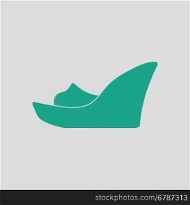 Platform shoe icon. Gray background with green. Vector illustration.