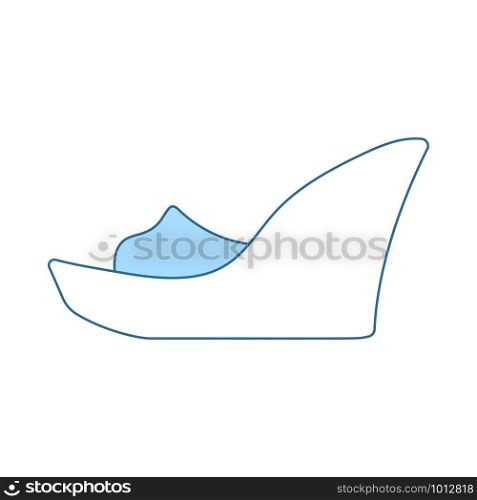Platform Shoe Icon. Thin Line With Blue Fill Design. Vector Illustration.