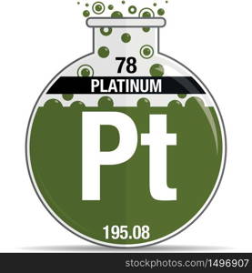 Platinum symbol on chemical round flask. Element number 78 of the Periodic Table of the Elements - Chemistry. Vector image