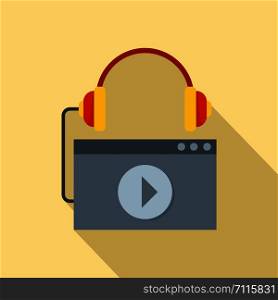 Play audio file icon. Flat illustration of play audio file vector icon for web design. Play audio file icon, flat style