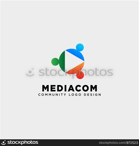 play button community logo template vector illustration icon element isolated - vector. play button community logo template vector illustration icon element isolated